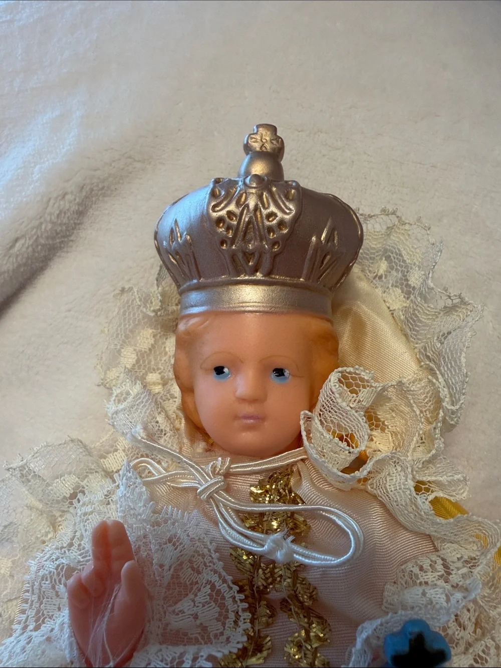 Vintage infant Jesus of Prague with light